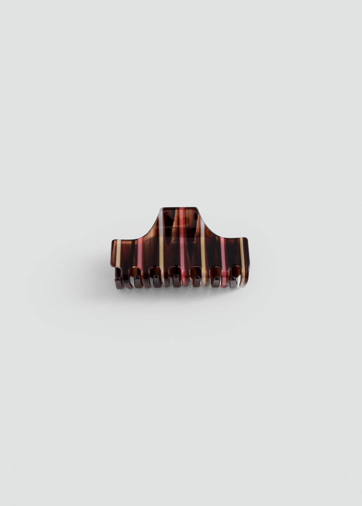Two-tone striped hair clip — Brown
