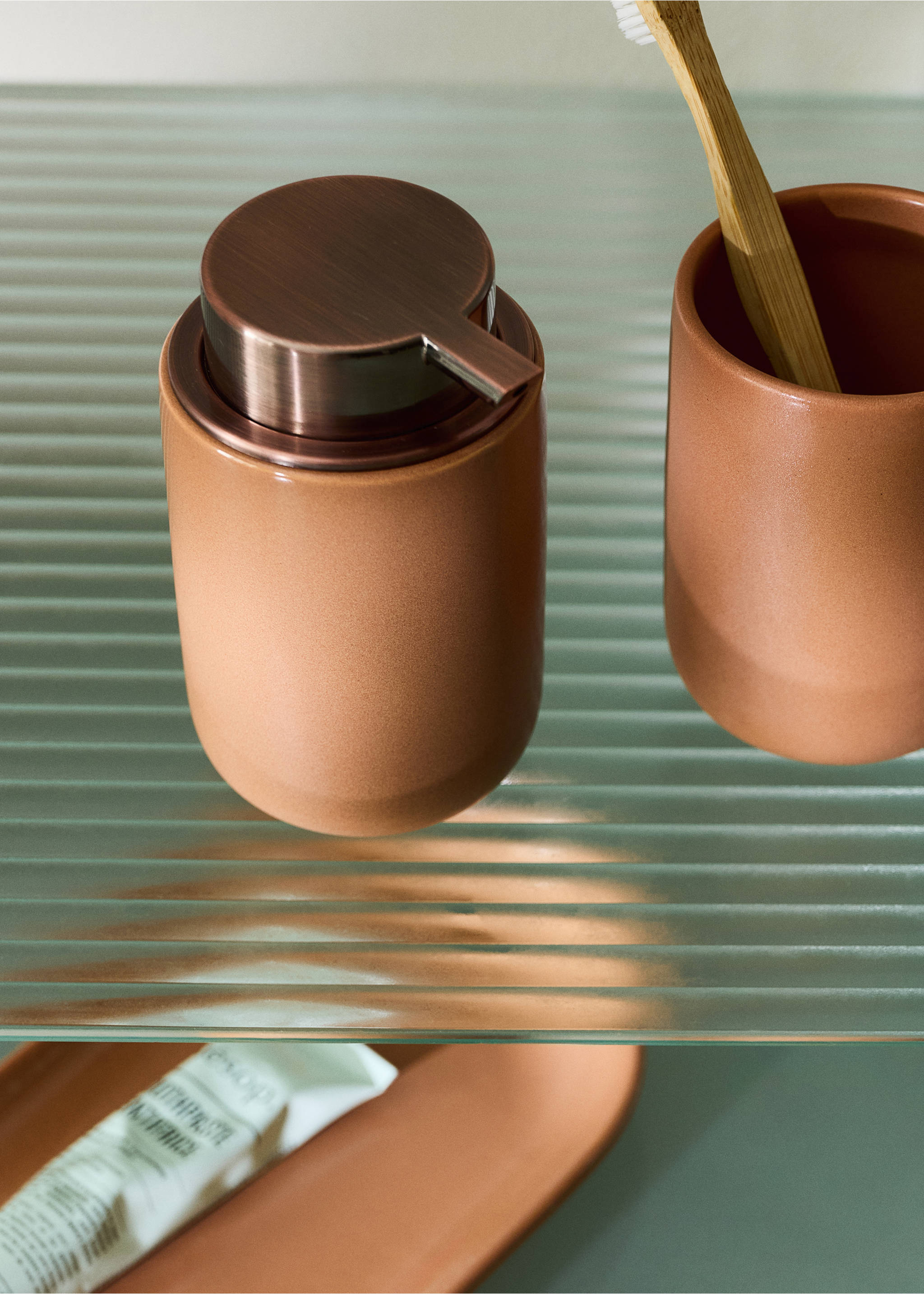 Ceramic soap dispenser - General plane, Burnt Orange. Ref: 37023859-00.