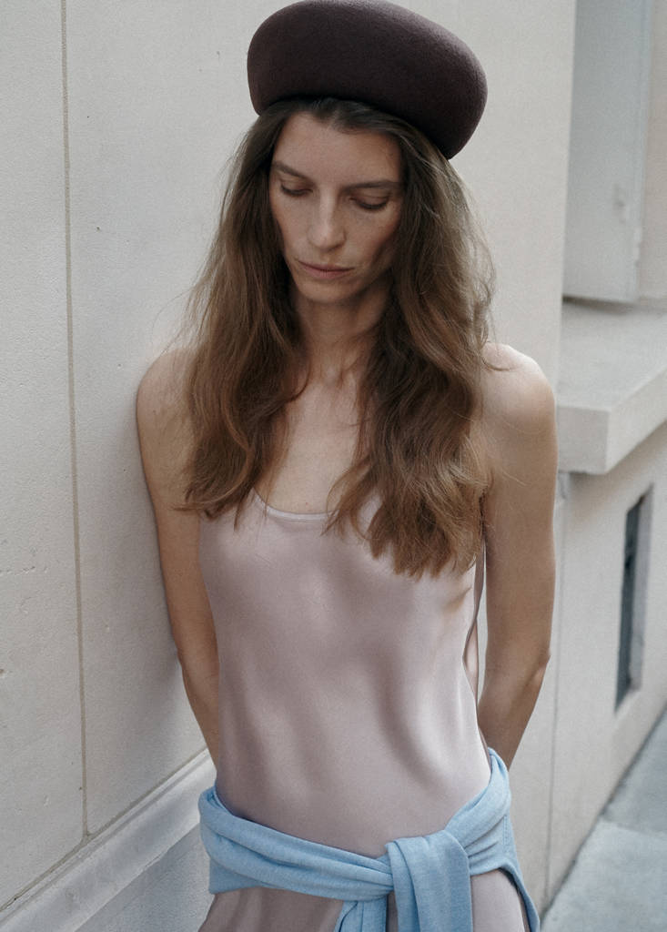 Satin dress with creased effect — Pastel Pink