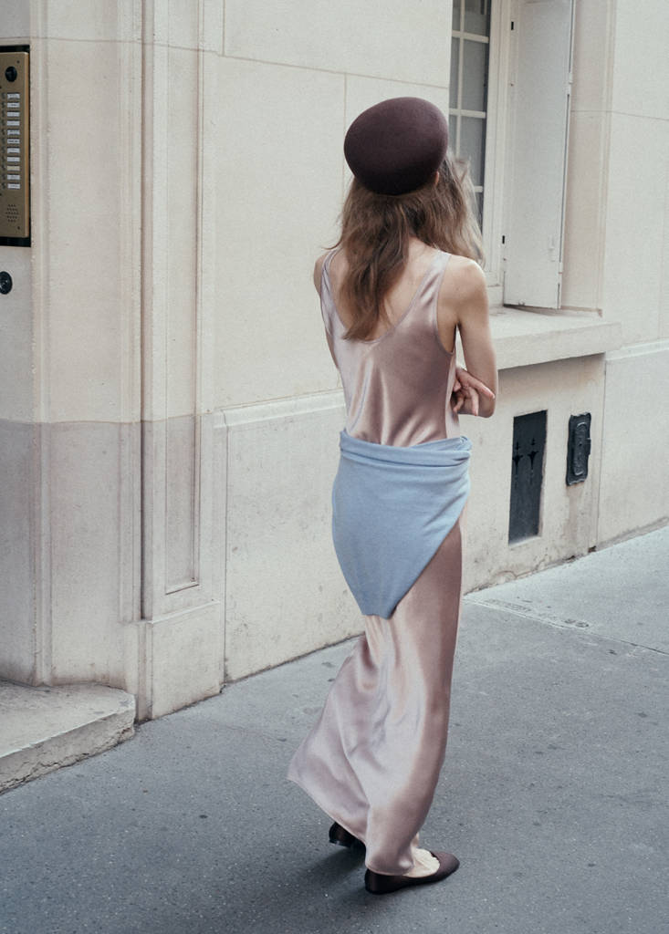 Satin dress with creased effect — Pastel Pink