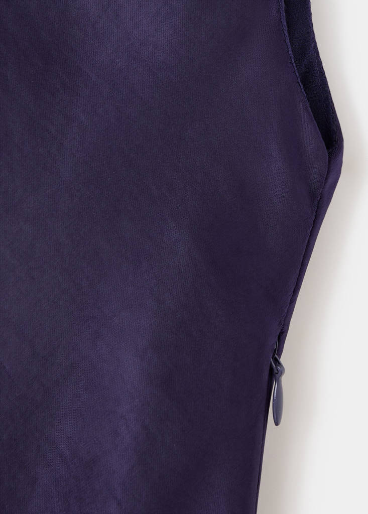 Satin dress with shoulder pads — Night Blue