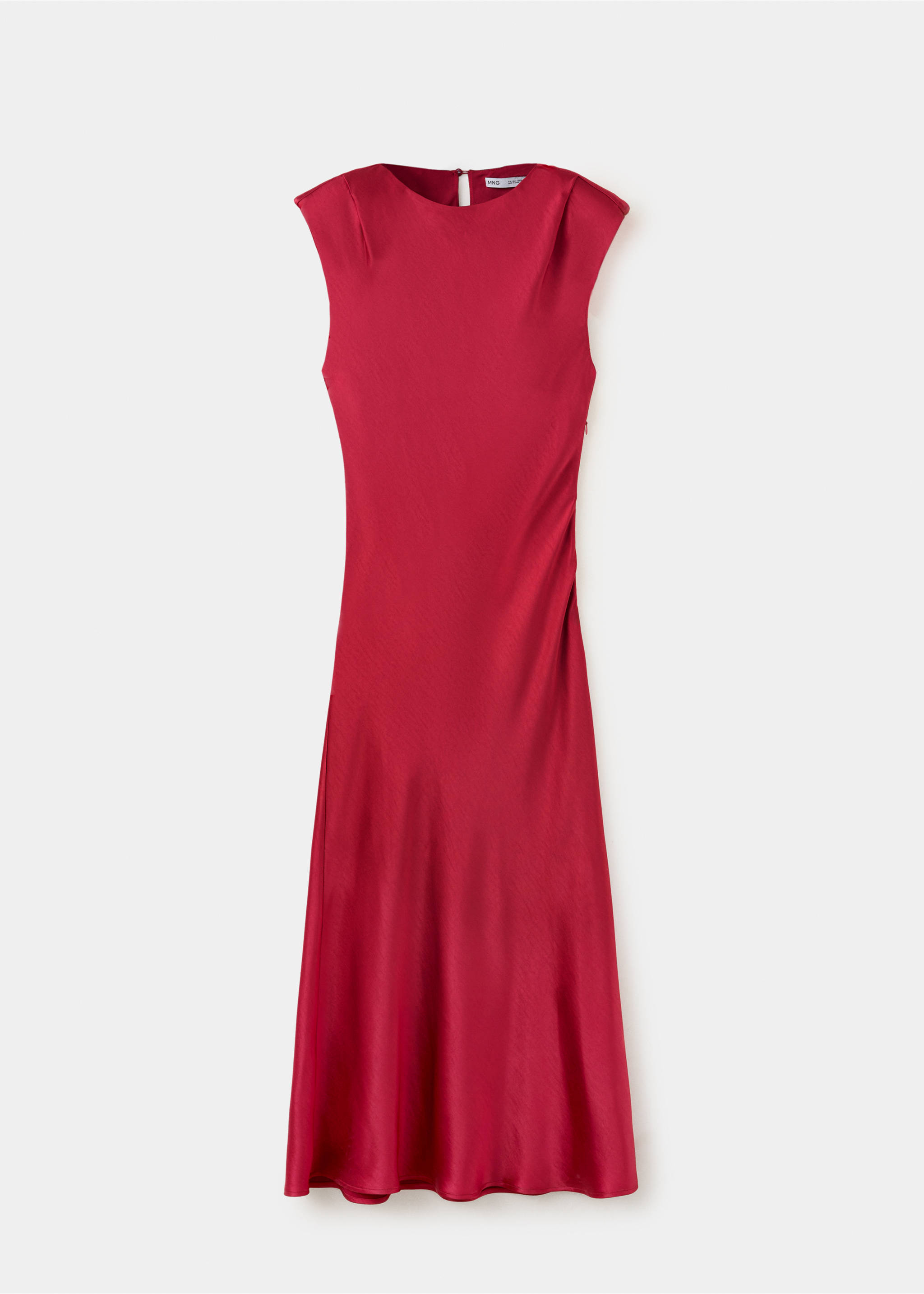 Robe satinée épaulettes - Article sans modèle, Rouge. Ref: 37023862-00.