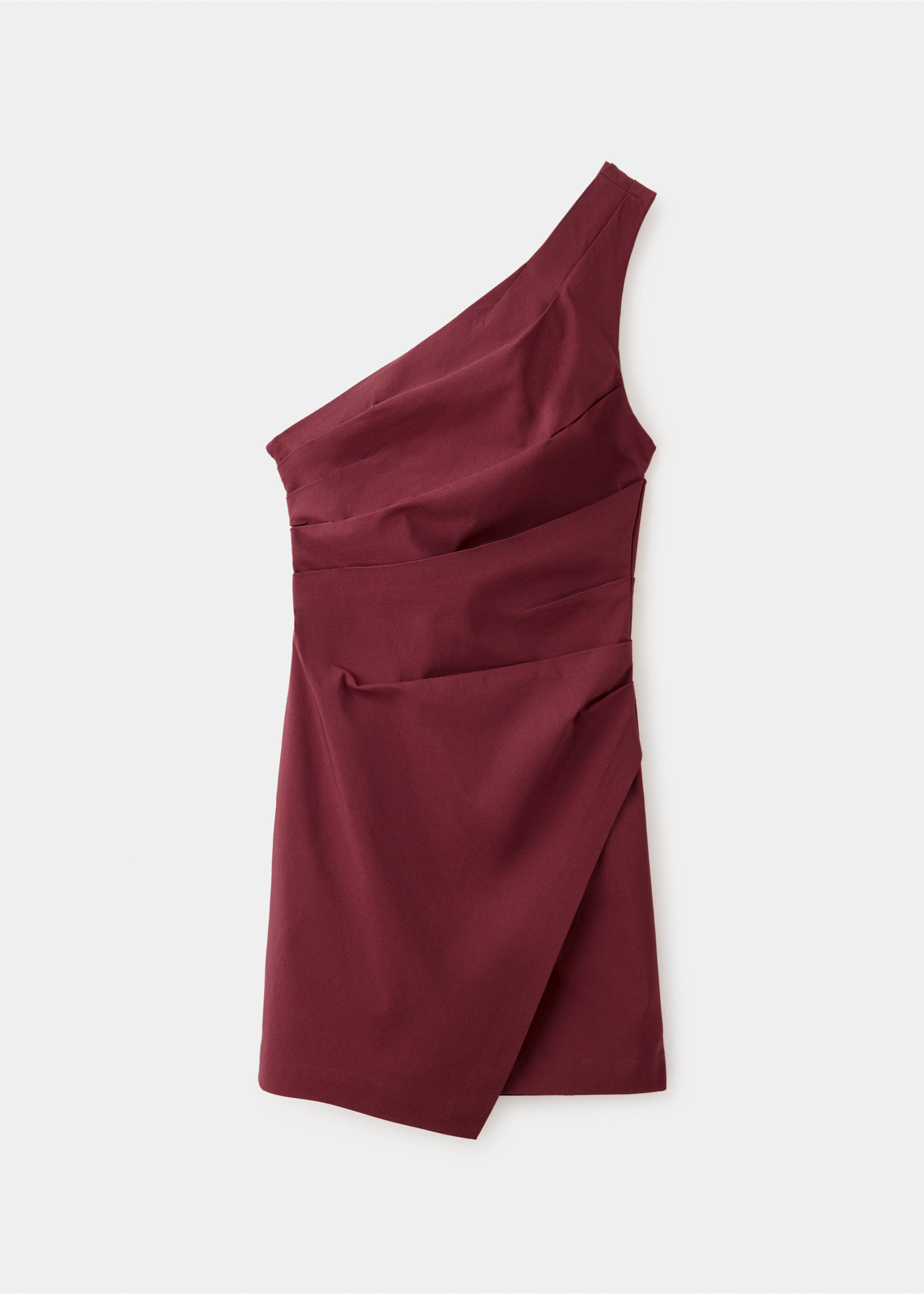 Asymmetrical pleated dress - Article without model, Burgundy. Ref: 37023863-00.