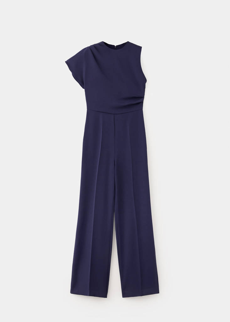 Long jumpsuit with asymmetrical sleeves — Blue