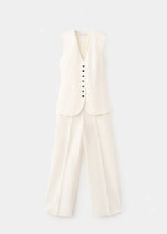 Linen playsuit with buttons — Off White 7