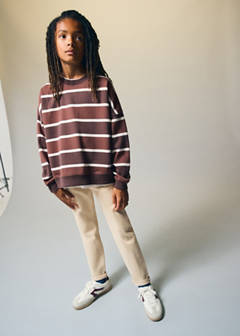 Boxy fit striped sweatshirt — Brown 1