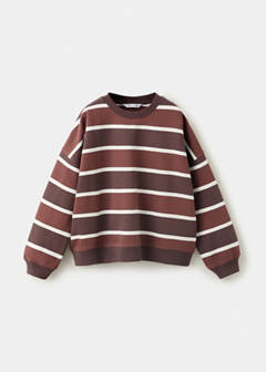 Boxy fit striped sweatshirt — Brown 2