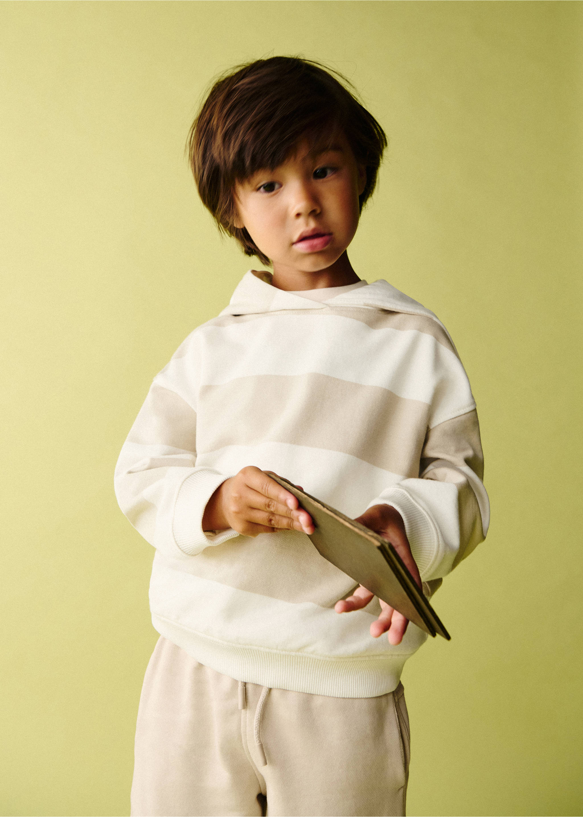 100% cotton striped sweatshirt - Details of the article 5, White. Ref: 37023881-00.