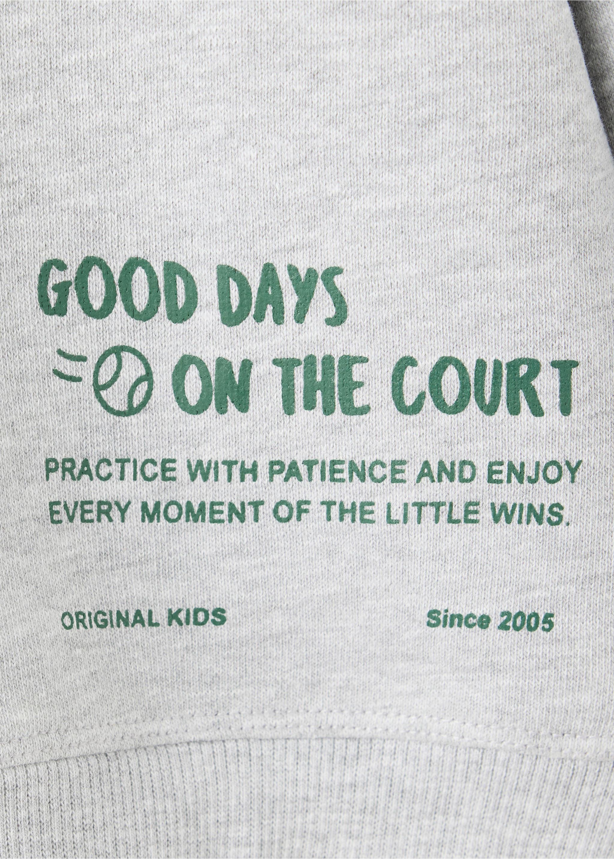 Cotton sweatshirt with phrases - Details of the article 8, Light Heather Grey. Ref: 37023882-00.