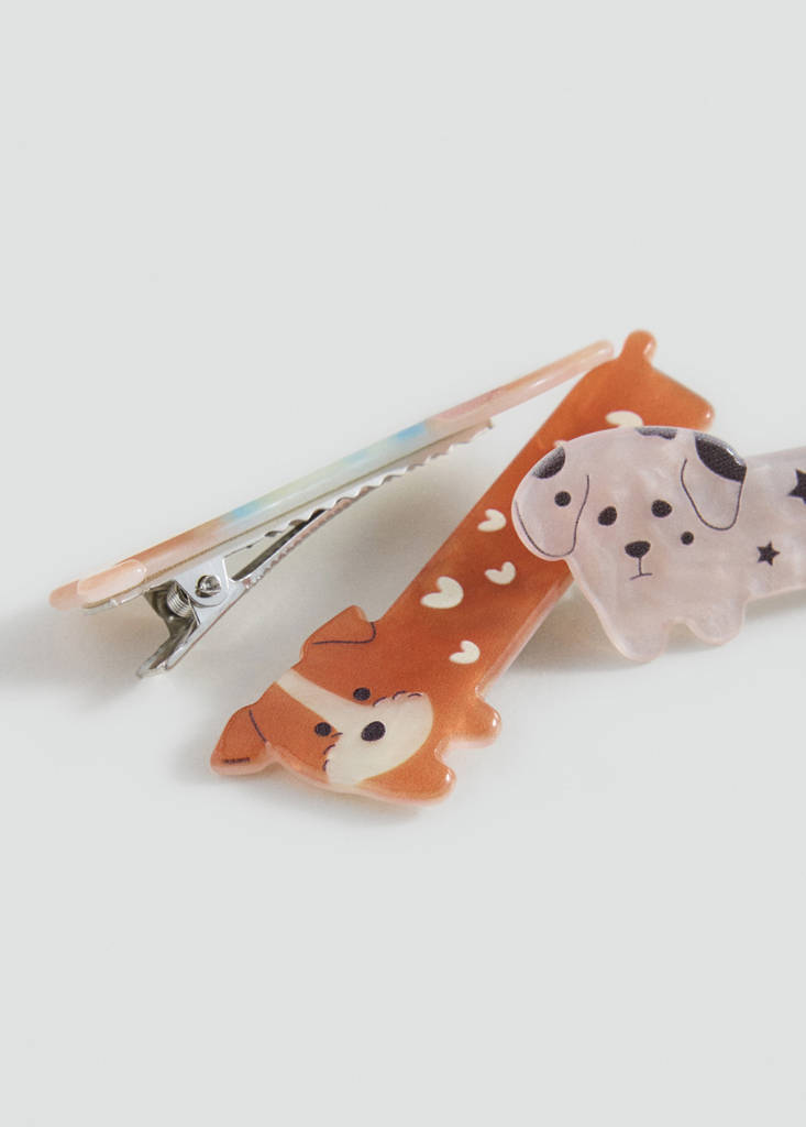 Pack of 3 dog hair slides — Medium Brown