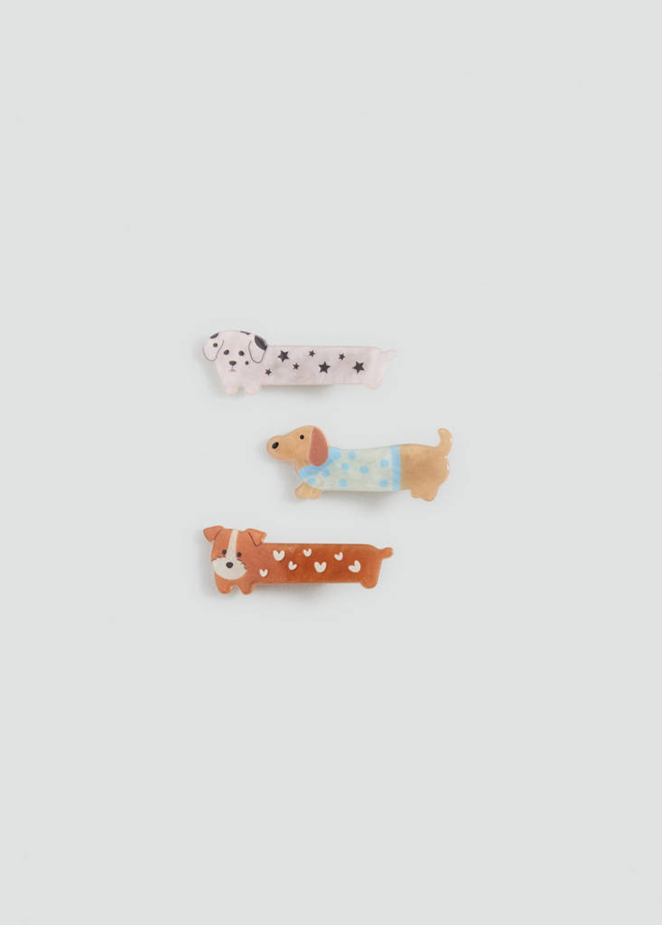 Pack of 3 dog hair slides — Medium Brown