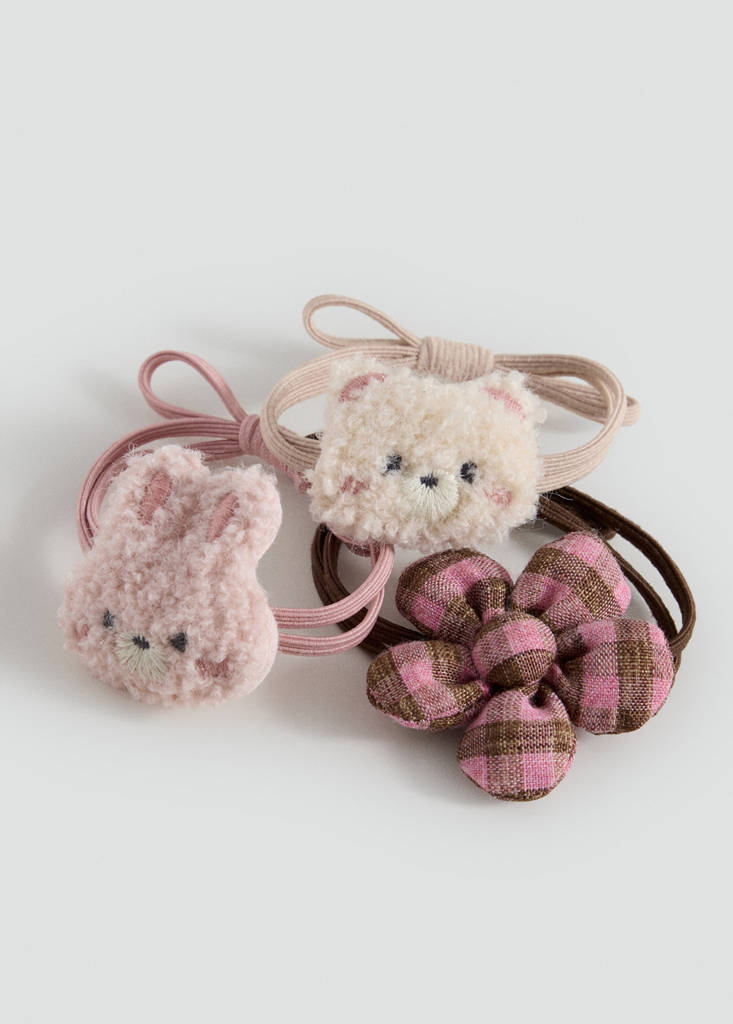 Pack of 3 combined hair ties — Sand