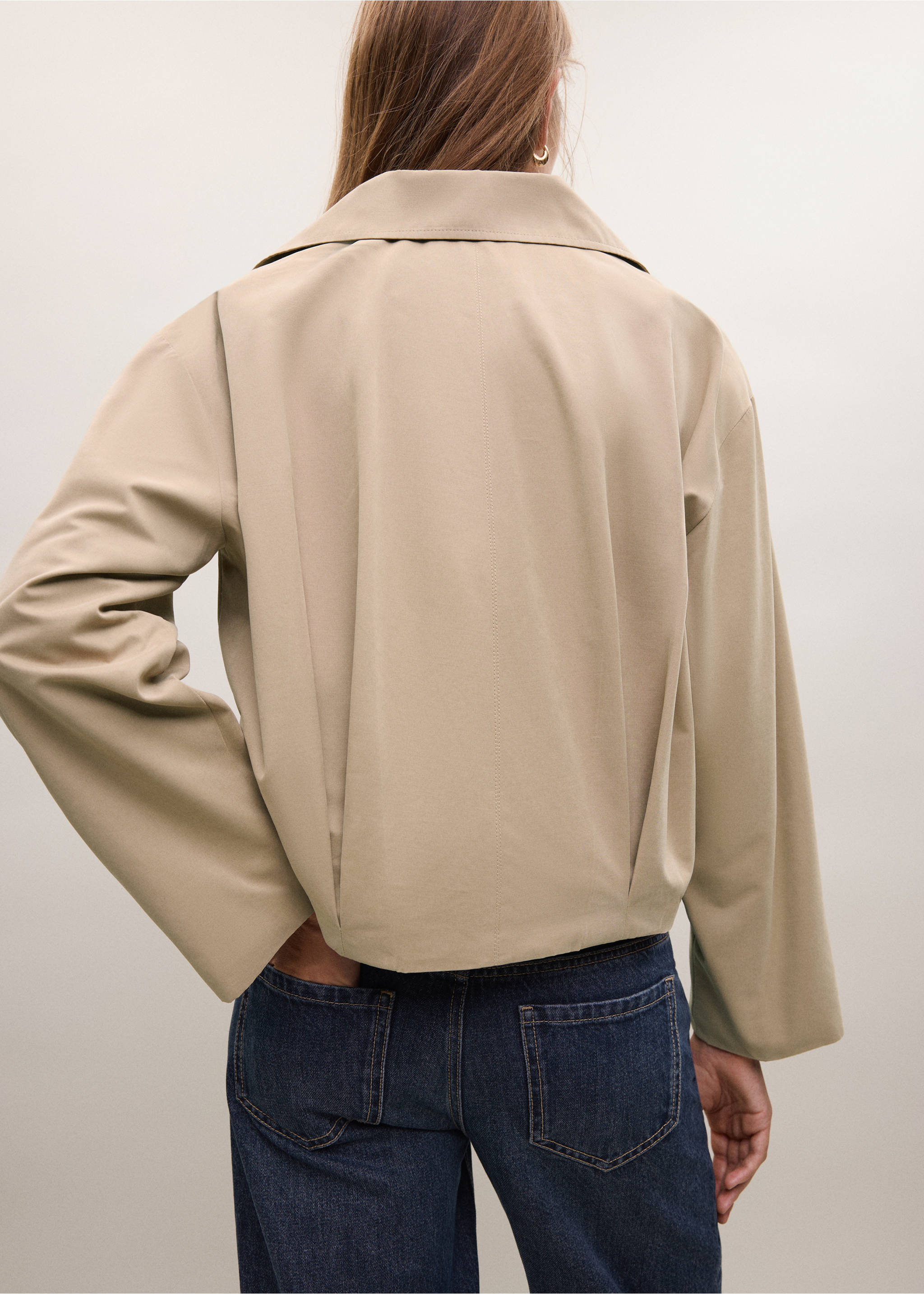 Short trench coat - Reverse of the article, Beige. Ref: 37024069-01.