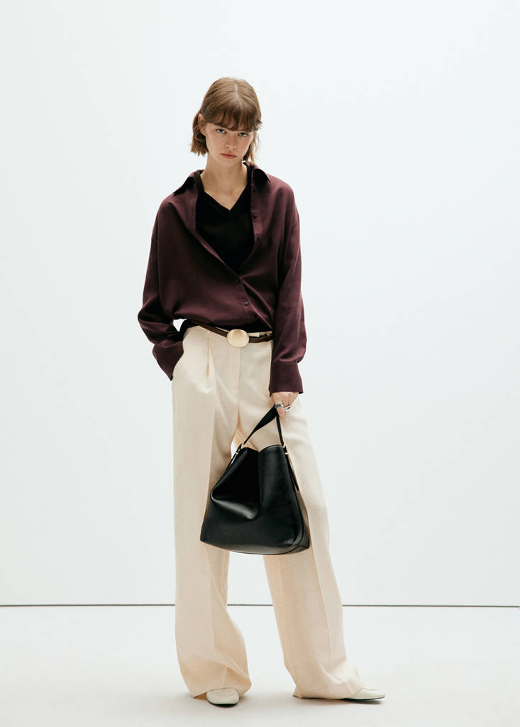 Straight lyocell shirt — Brown