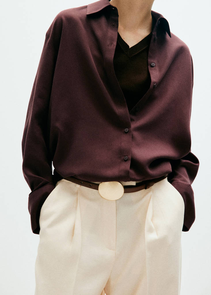 Straight lyocell shirt — Brown