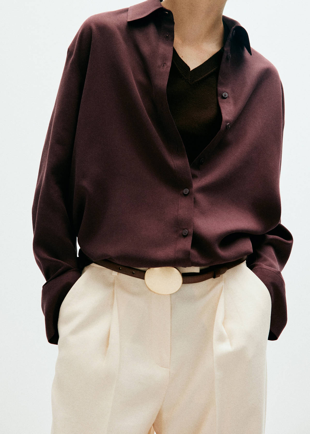 Straight lyocell shirt — Brown