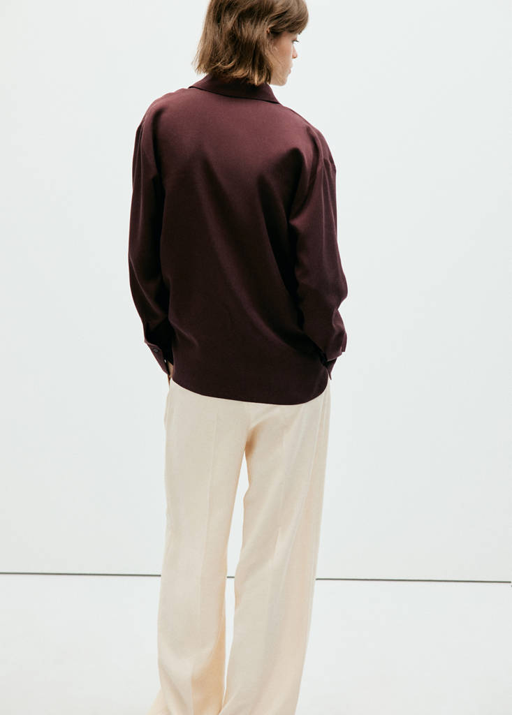 Straight lyocell shirt — Brown