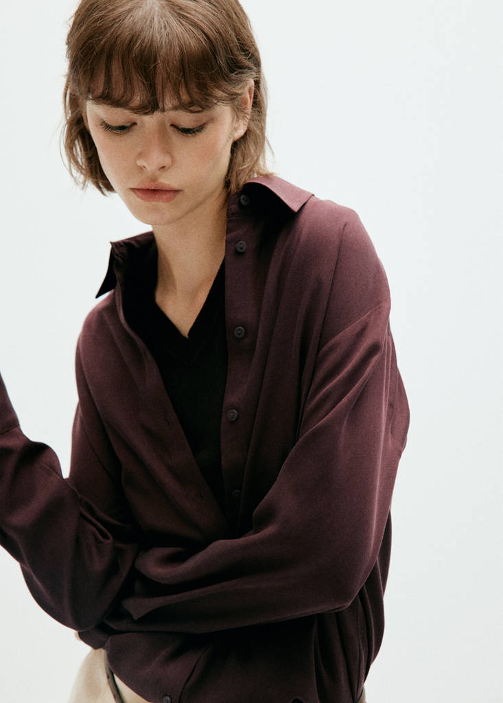 Straight lyocell shirt — Brown
