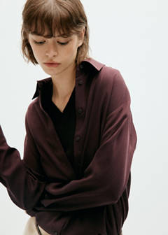 Straight lyocell shirt — Brown 4