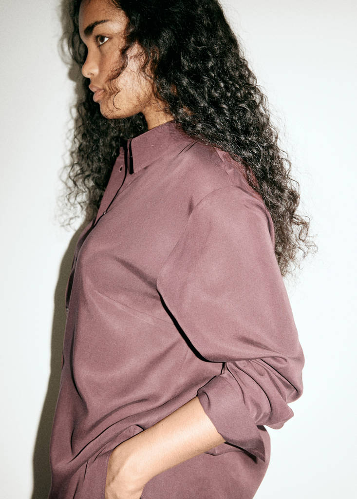 Straight lyocell shirt — Brown