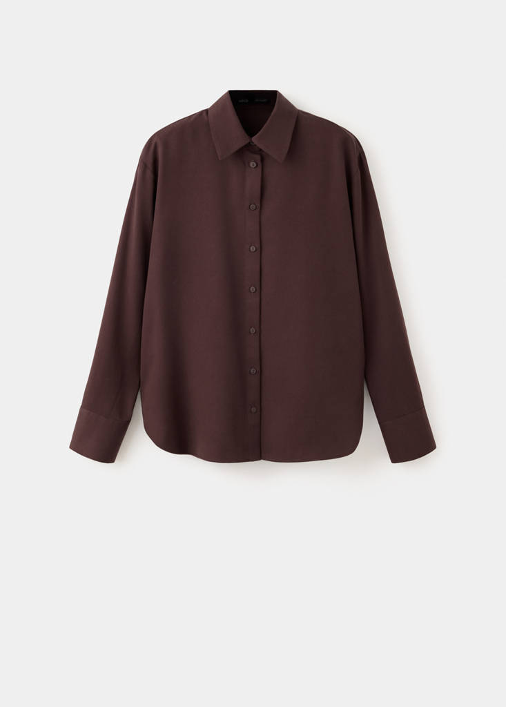 Straight lyocell shirt — Brown