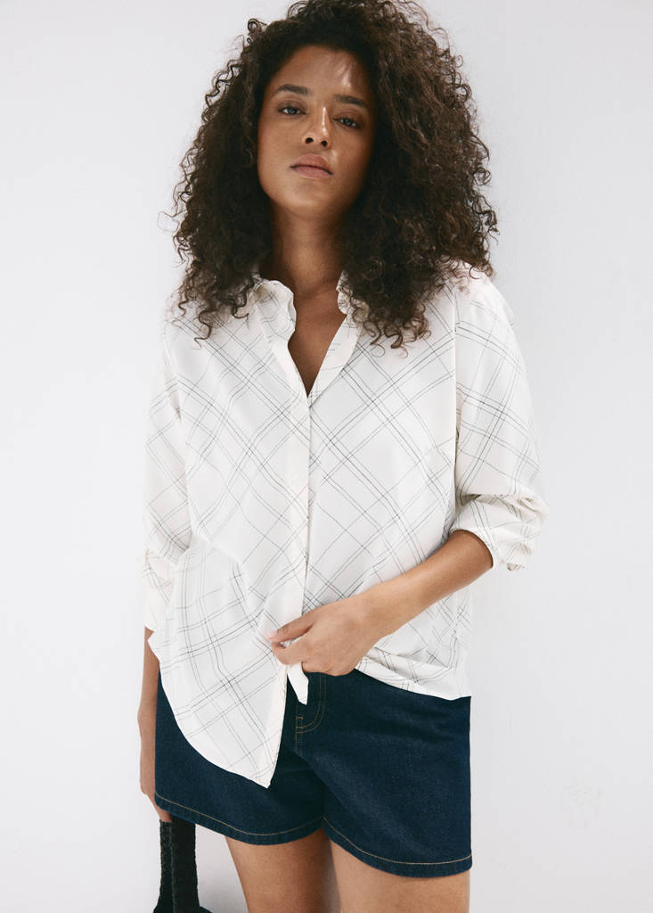 Printed straight shirt — Ecru