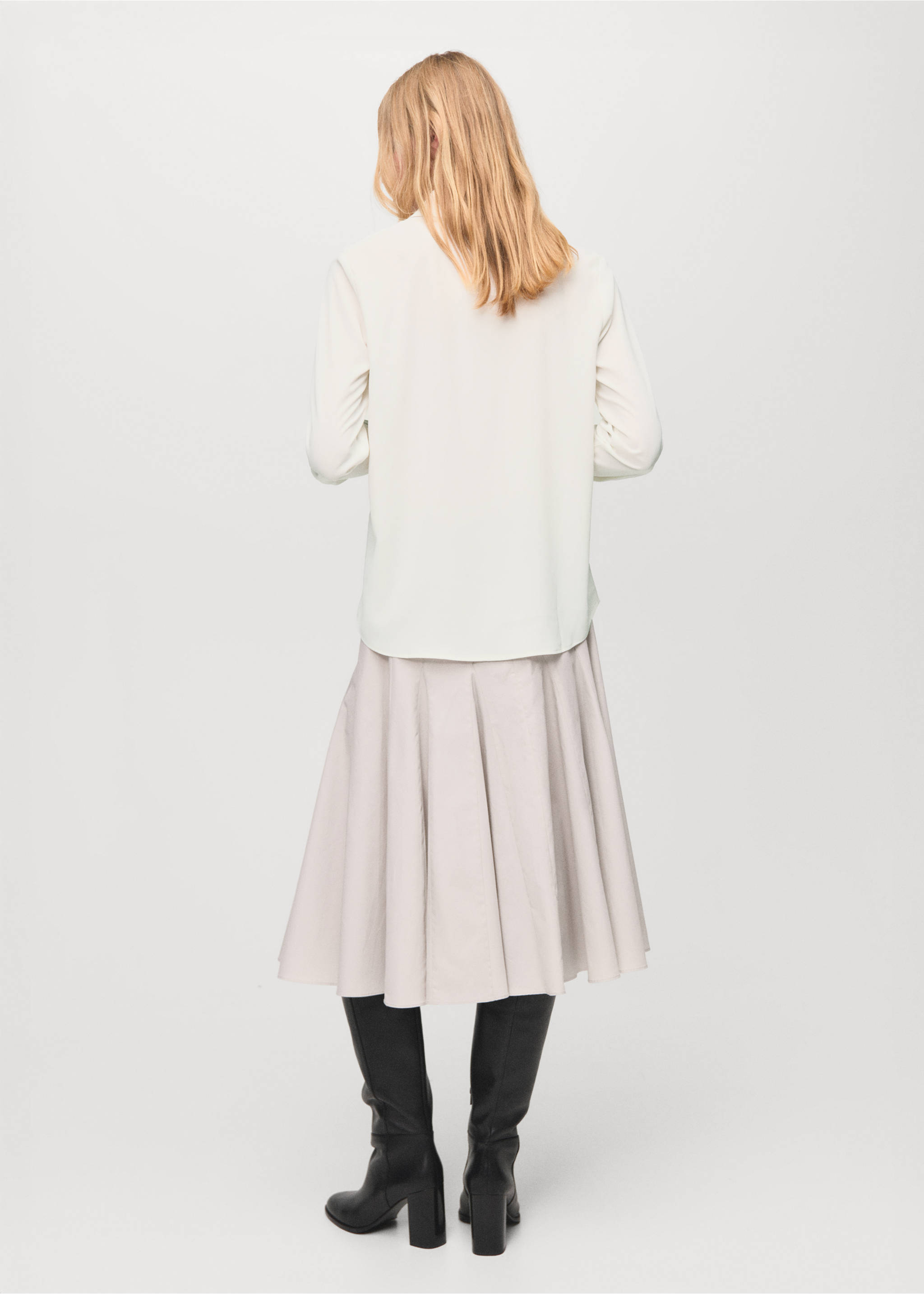 Fluid long-sleeved blouse - Reverse of the article, Off White. Ref: 37024072-00.