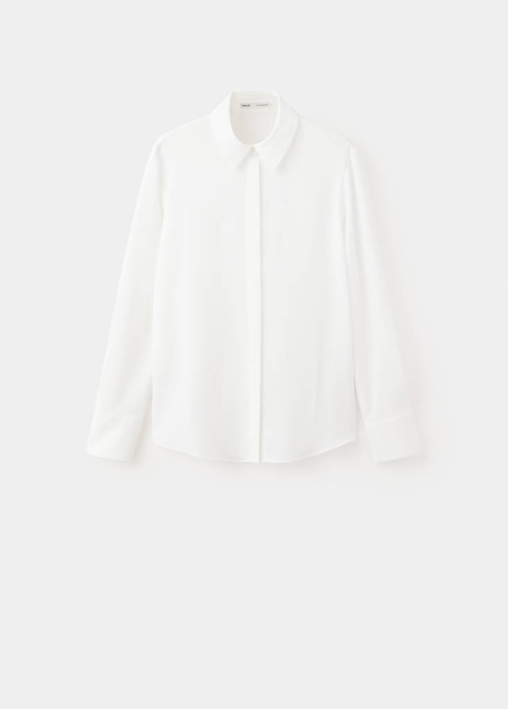 Fluid blouse with concealed buttons — Off White