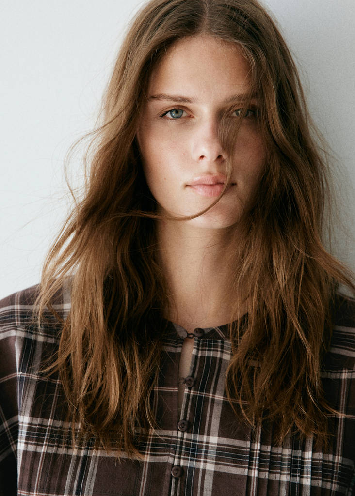 Checked shirt with puffed sleeves - thumbnail 5