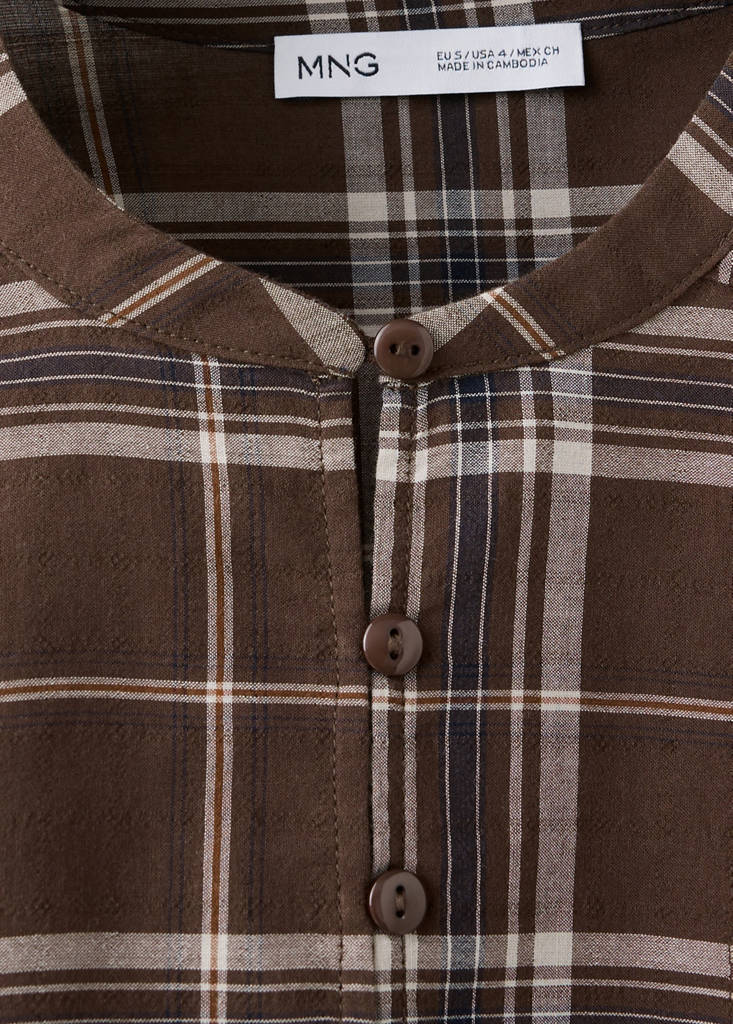 Checked shirt with puffed sleeves - thumbnail 7