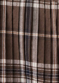 Checked shirt with puffed sleeves — Brown 8