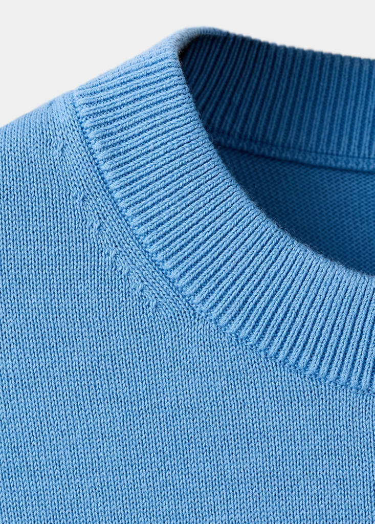 Short-sleeved knitted sweater — Blue