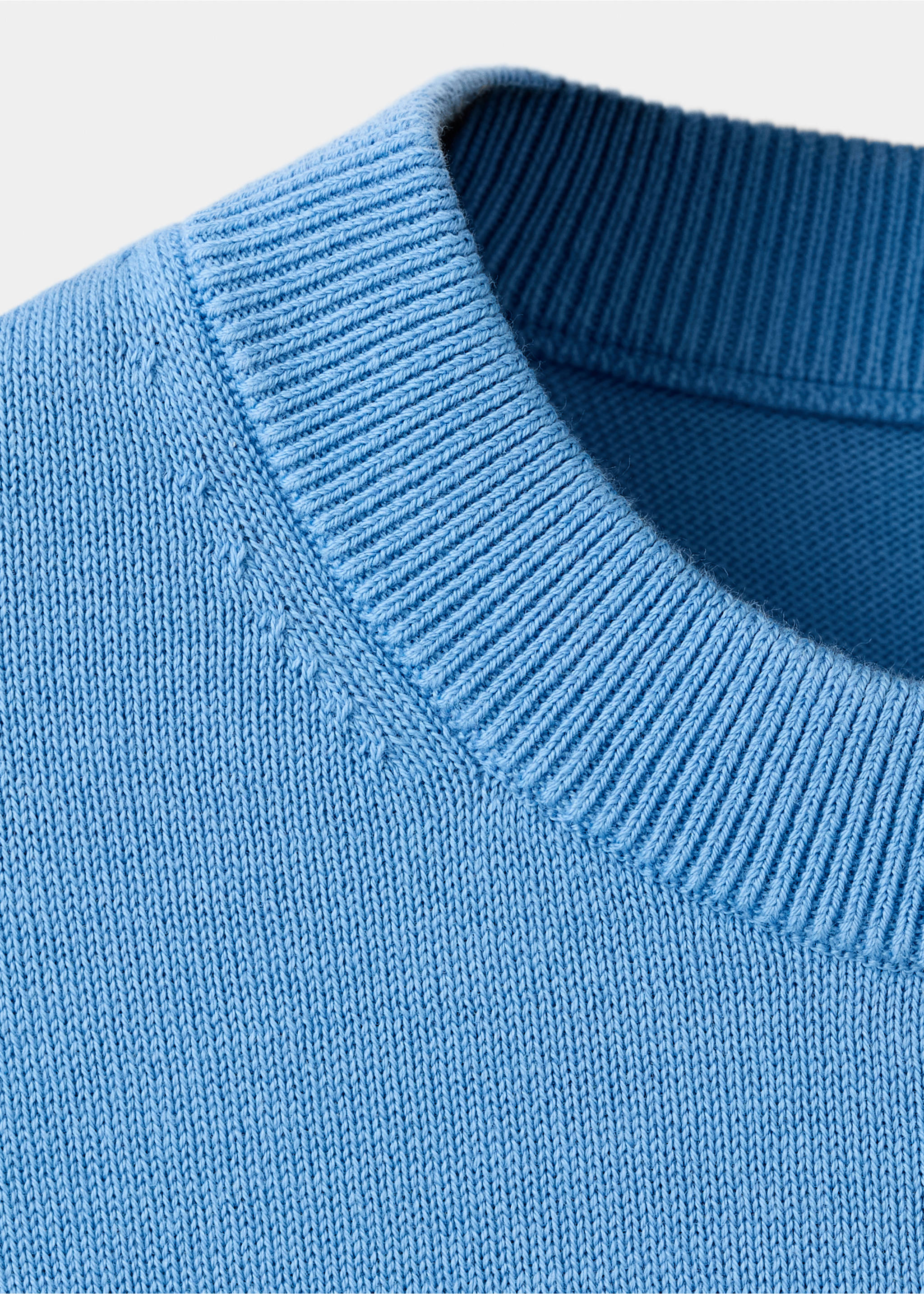Short-sleeved knitted sweater - Details of the article 8, Blue. Ref: 37024074-00.