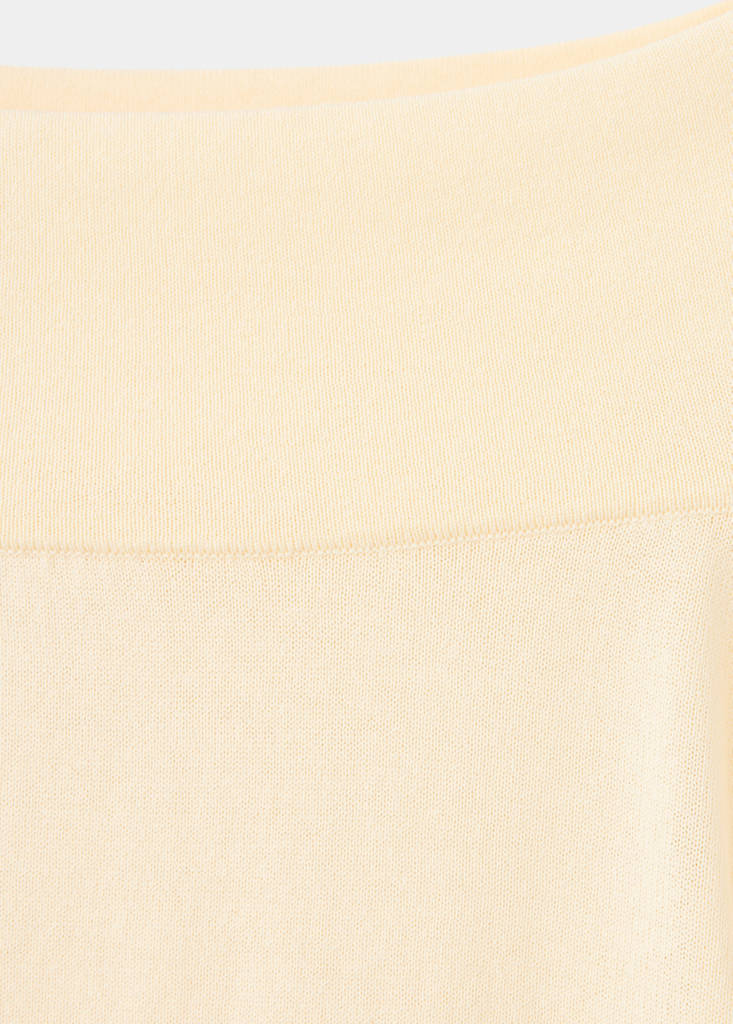 Off-the-shoulder knitted sweater — Ecru