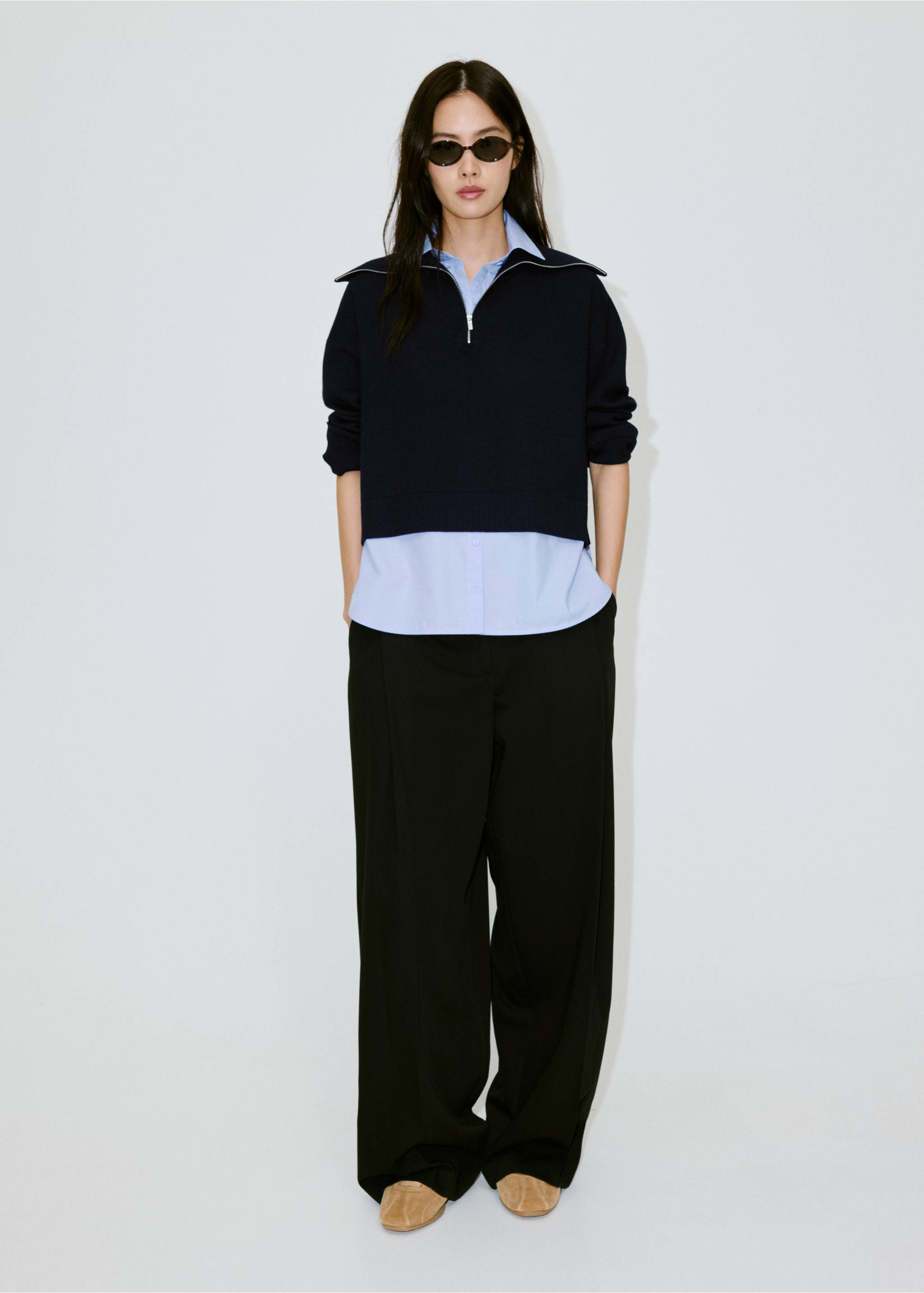 Layered knit jumper with shirt - General plane, Dark Navy. Ref: 37024076-00.