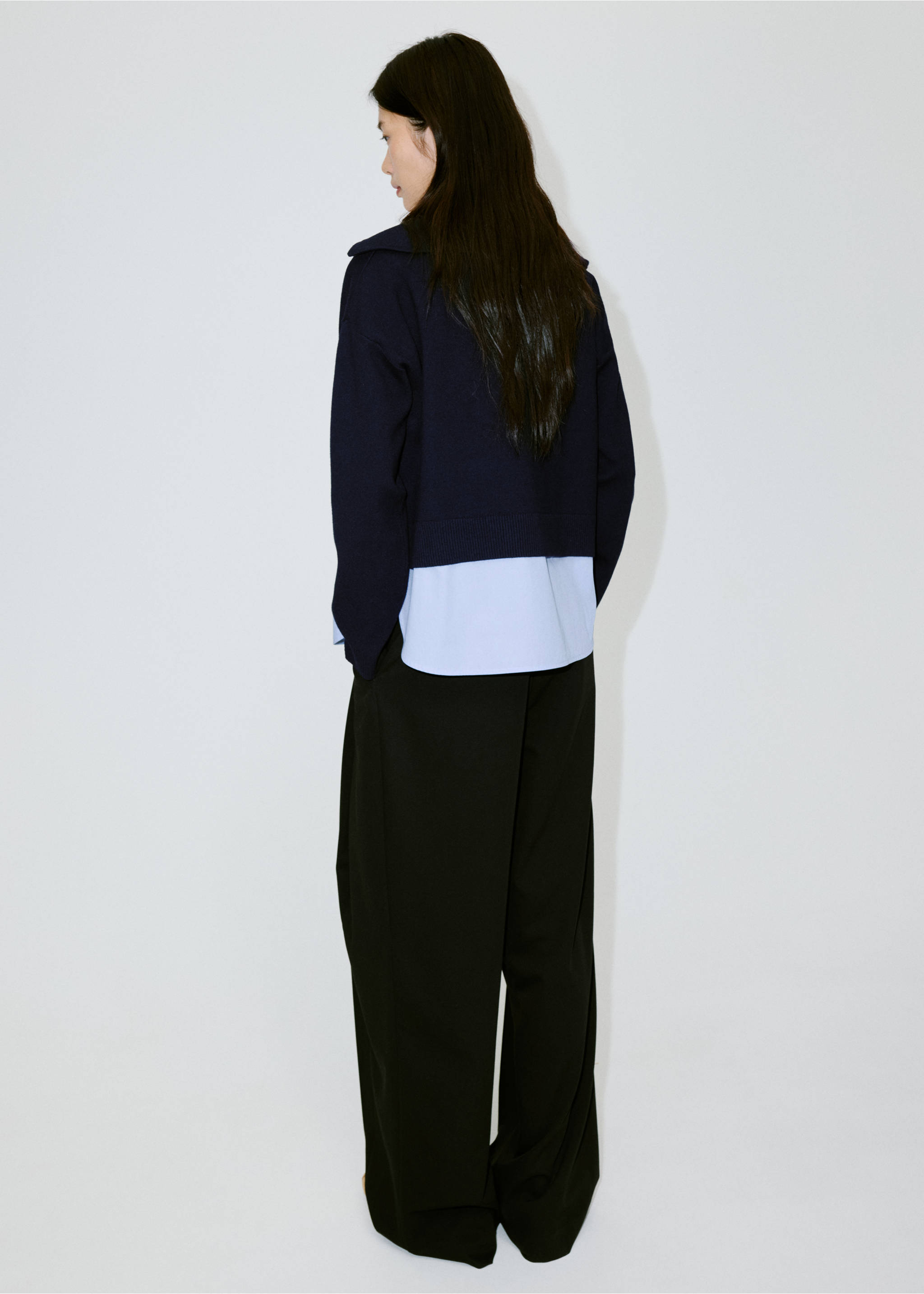 Layered knit jumper with shirt - Reverse of the article, Dark Navy. Ref: 37024076-00.