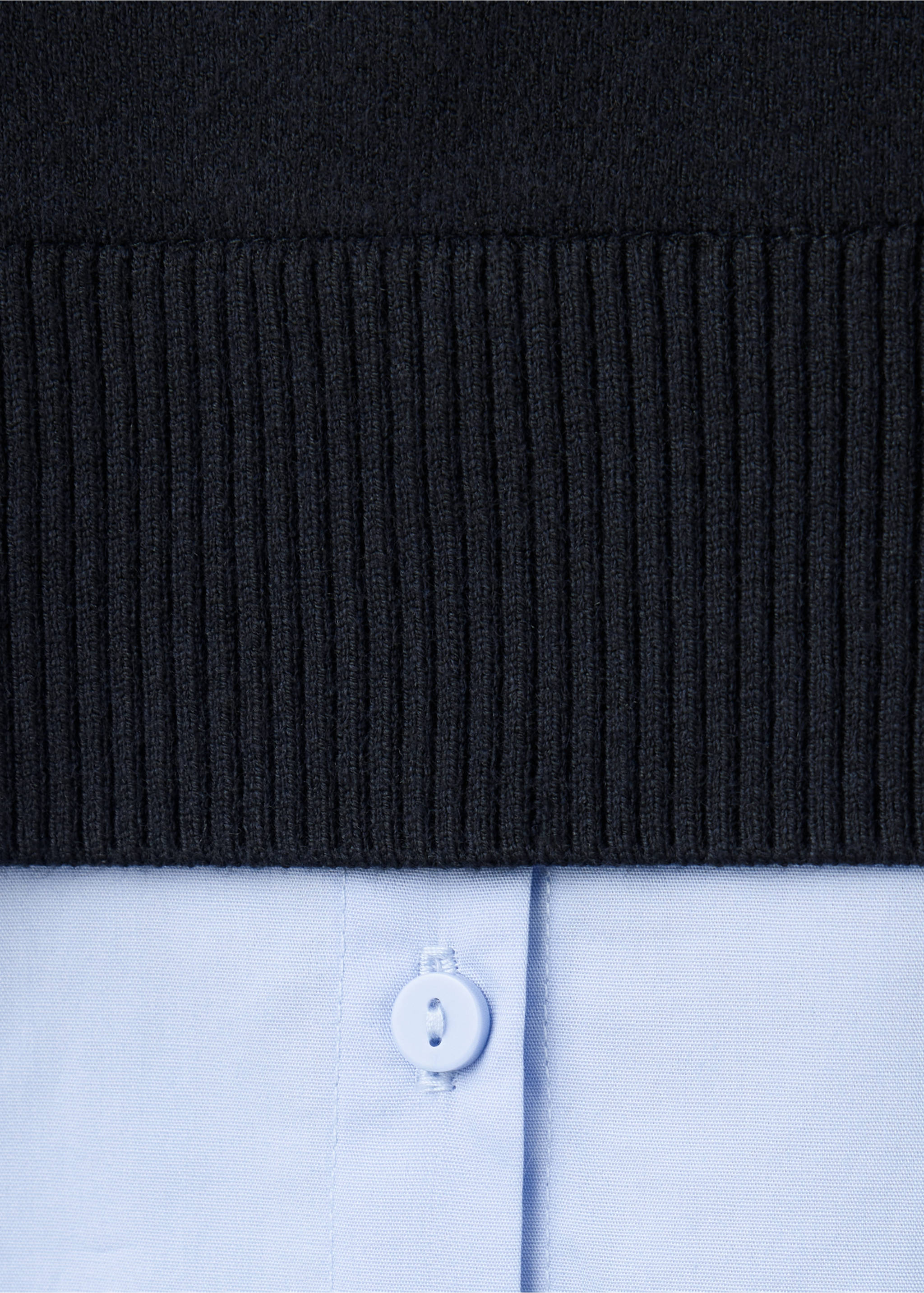Layered knit jumper with shirt - Details of the article 0, Dark Navy. Ref: 37024076-00.
