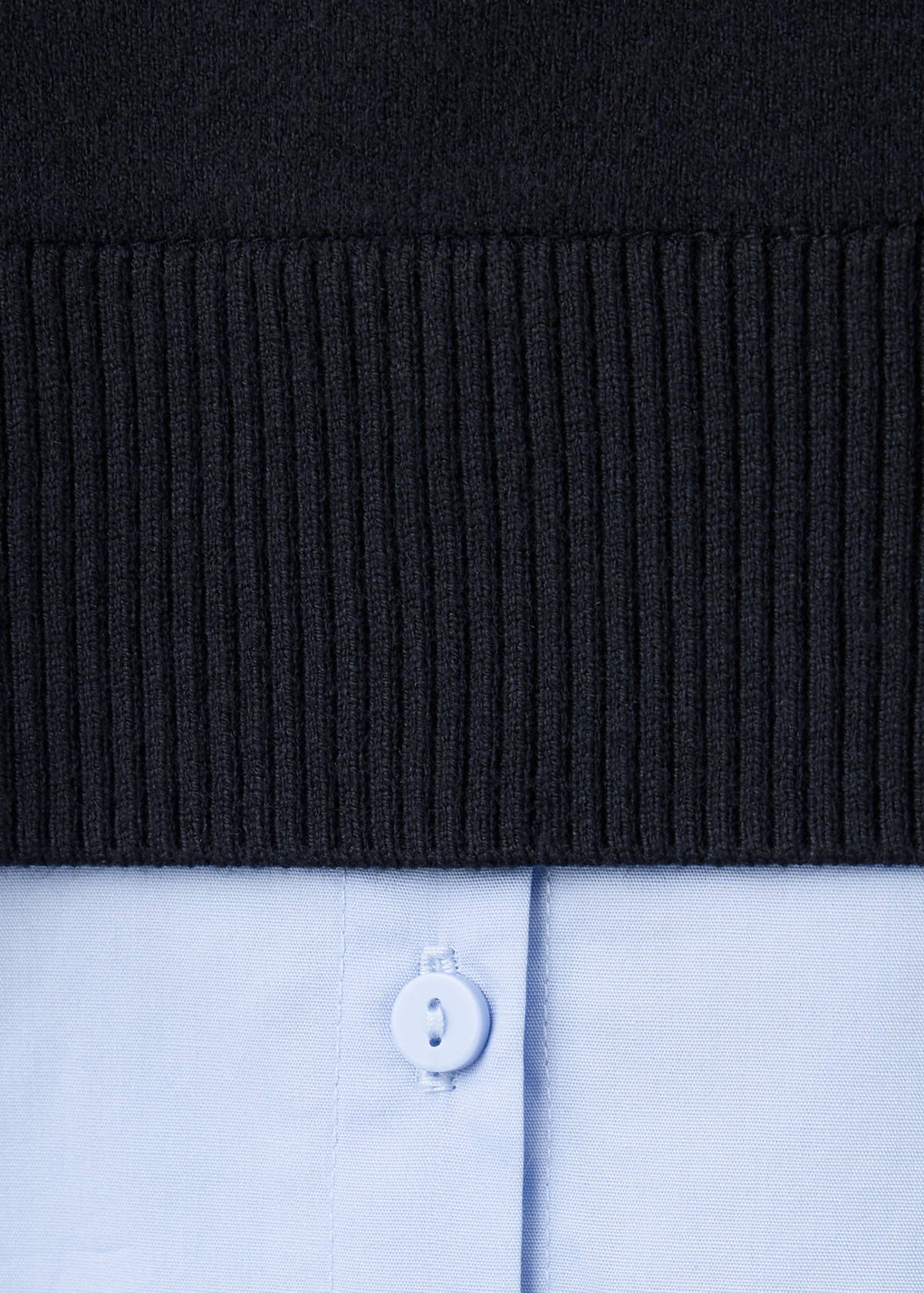 Layered knit jumper with shirt — Dark Navy