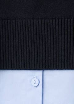 Layered knit jumper with shirt — Dark Navy 10
