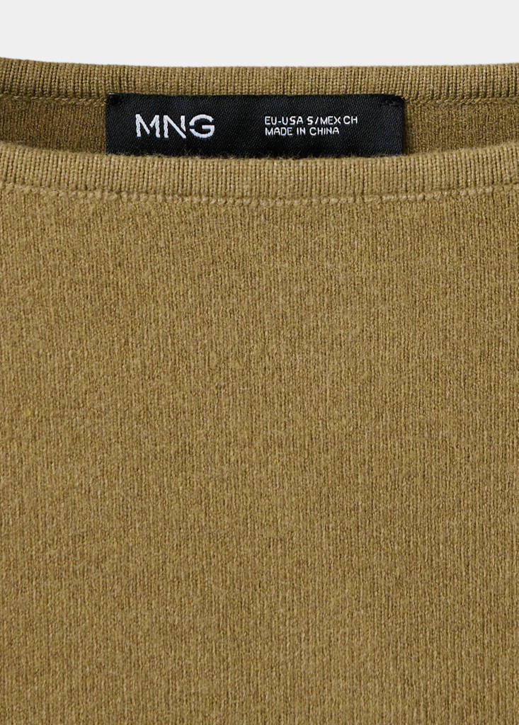 Fine-knit boat-neck sweater — Khaki