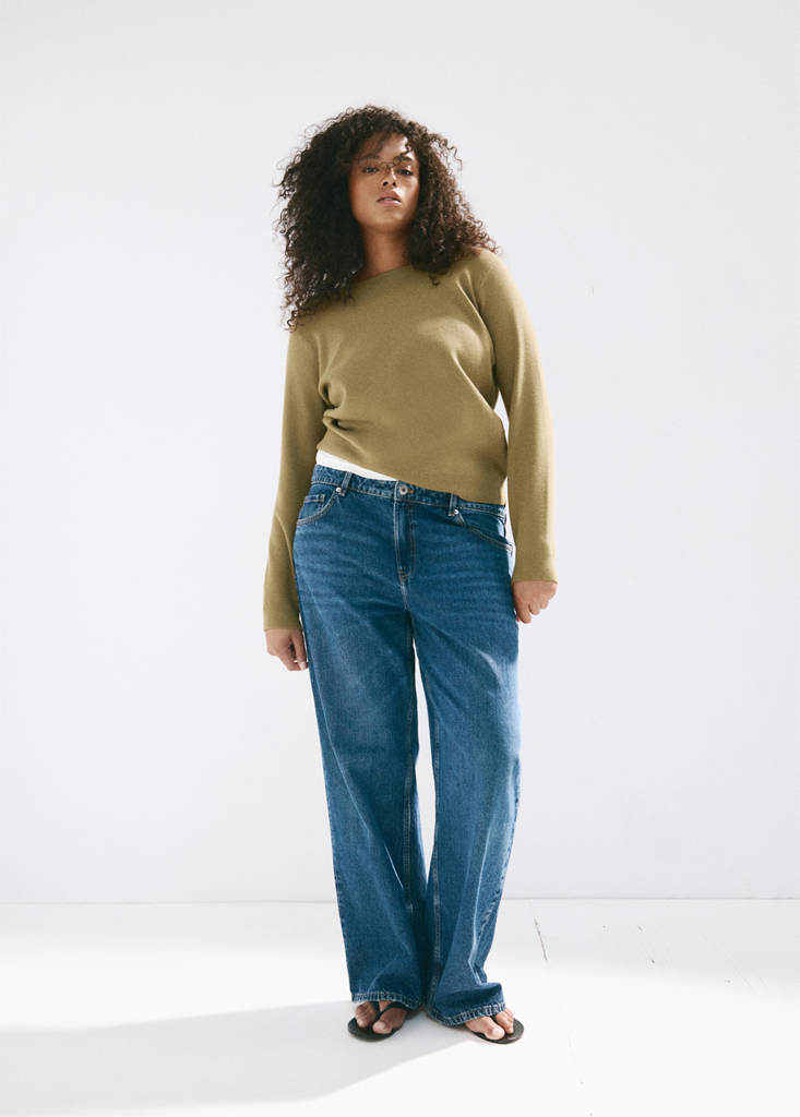 Fine-knit boat-neck sweater — Khaki
