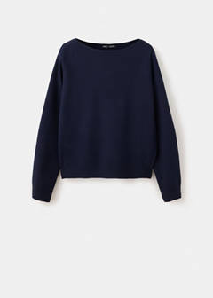 Fine-knit boat-neck sweater — Navy 9