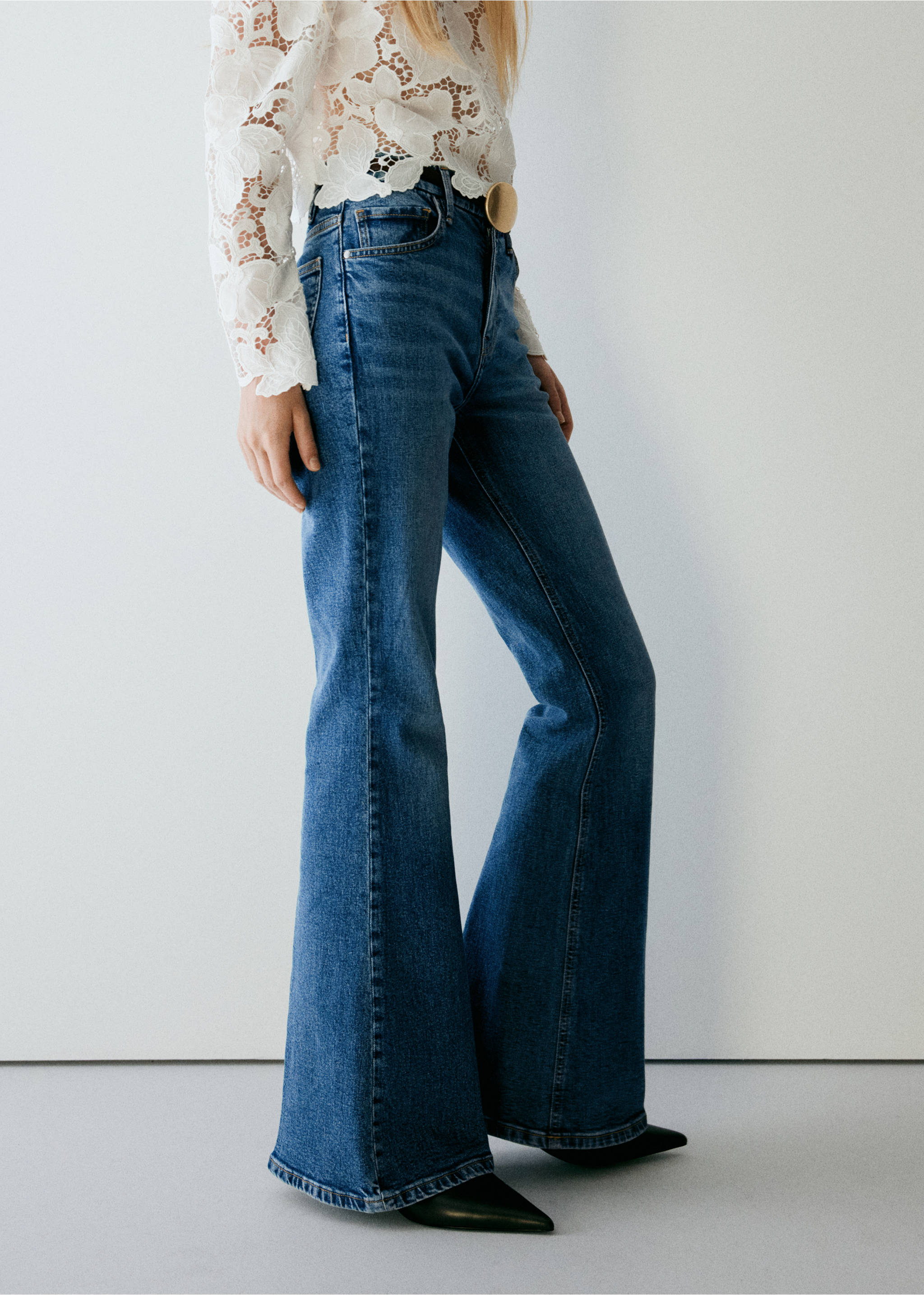 High waist flare jeans - Medium plane, Medium Blue. Ref: 37024078-01.
