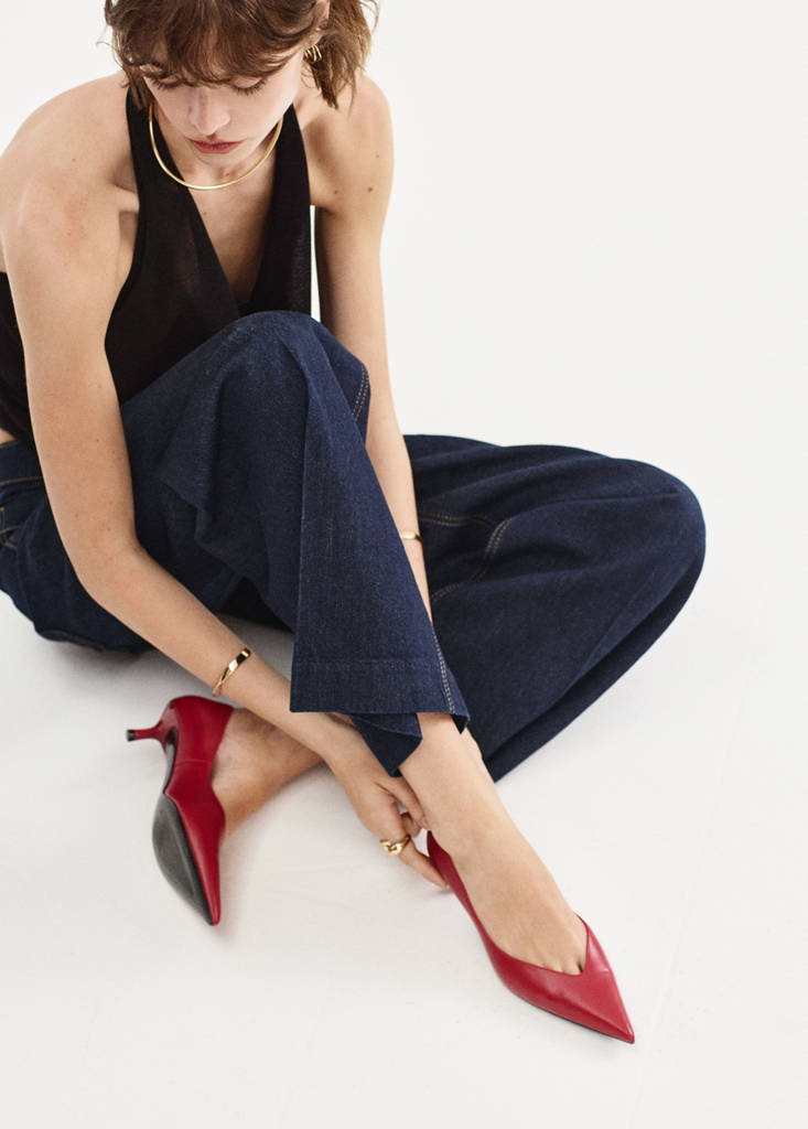 Wide-leg patch pocket jeans — Open Blue