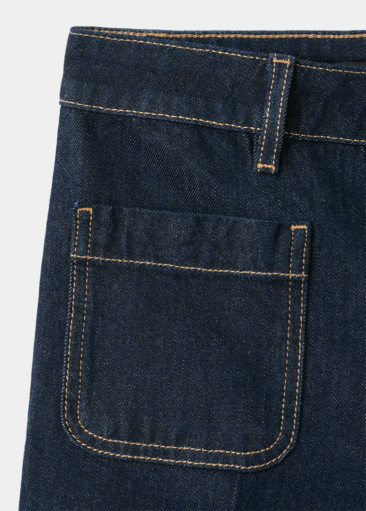 Wide-leg patch pocket jeans — Open Blue