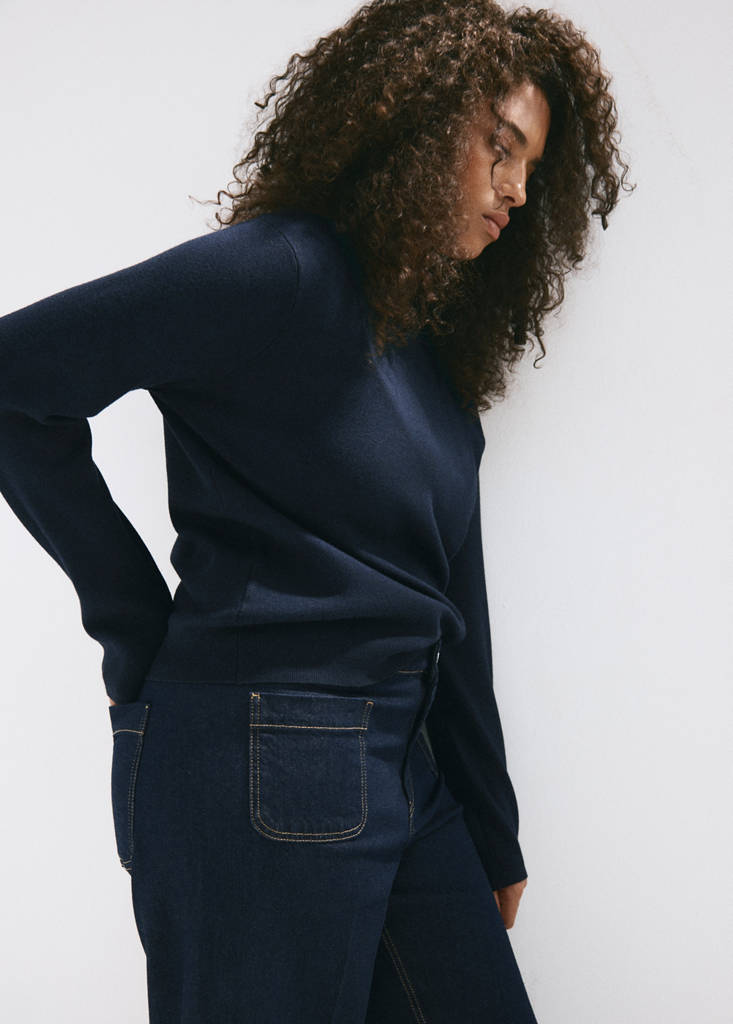 Wide-leg patch pocket jeans — Open Blue