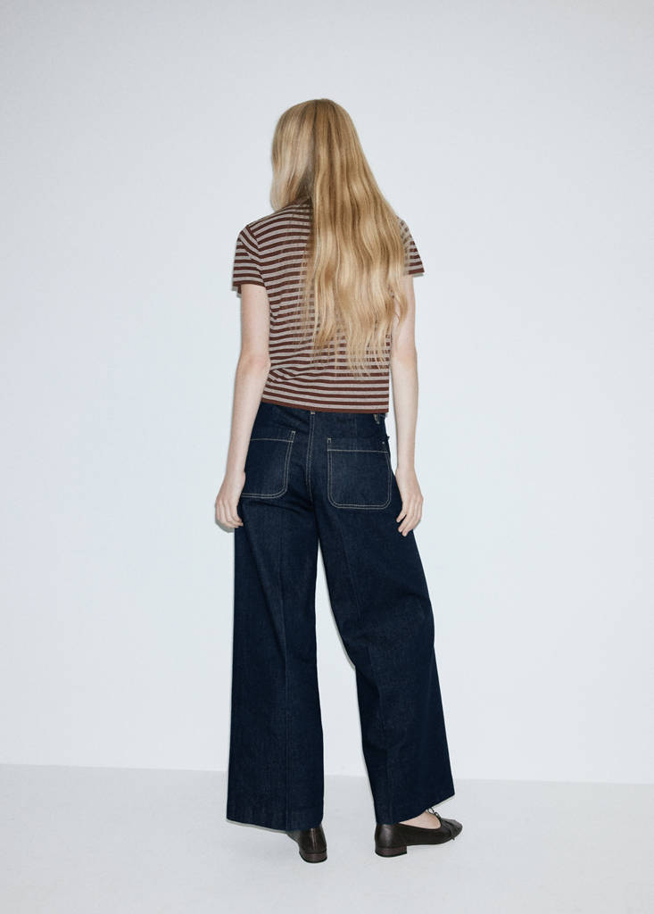Wide-leg patch pocket jeans — Open Blue
