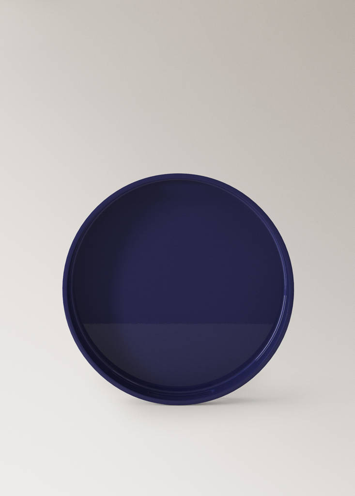 Medium round lacquered tray — Night Blue