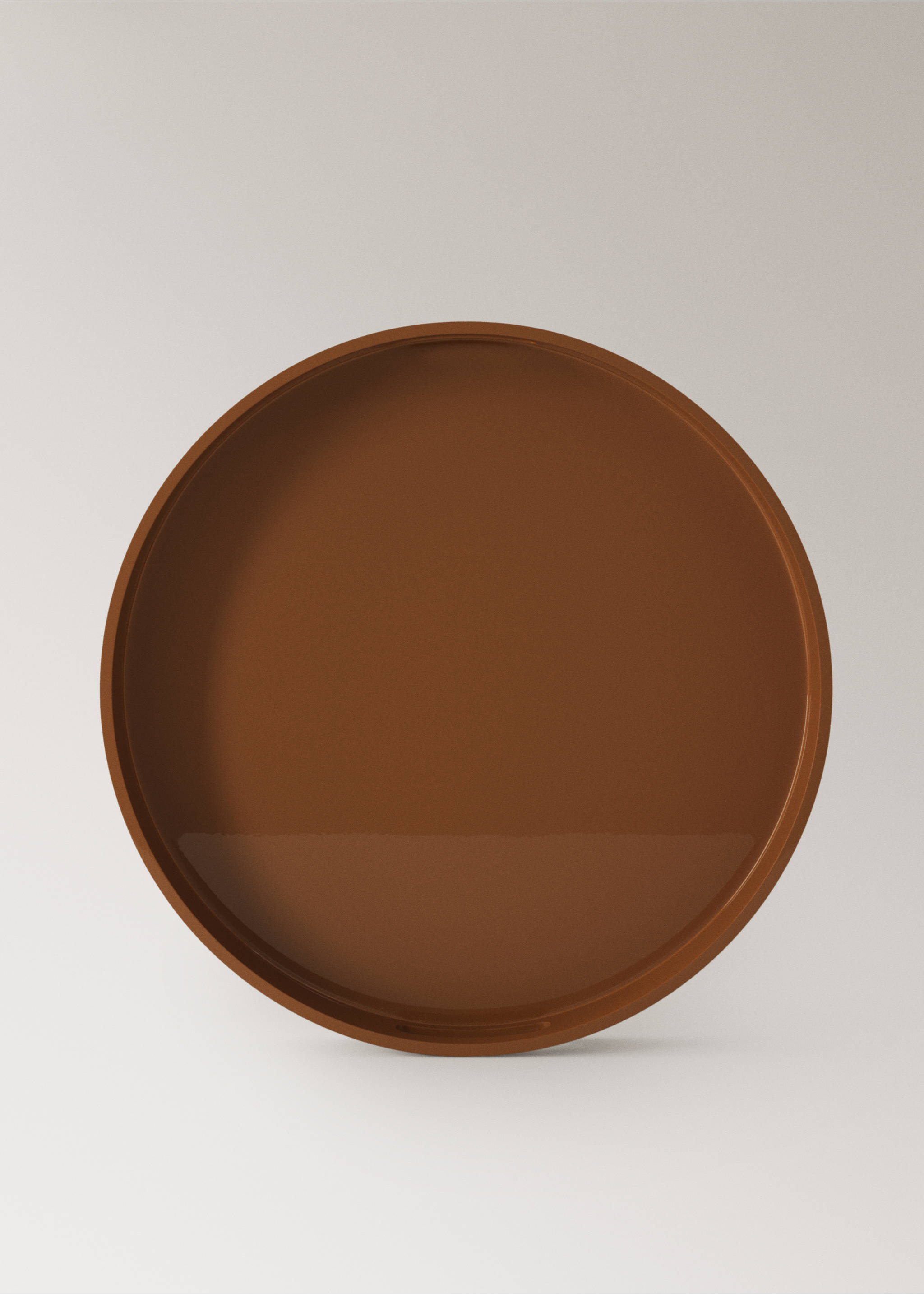 Large round lacquered tray - Article without model, Brown. Ref: 37024086-00.
