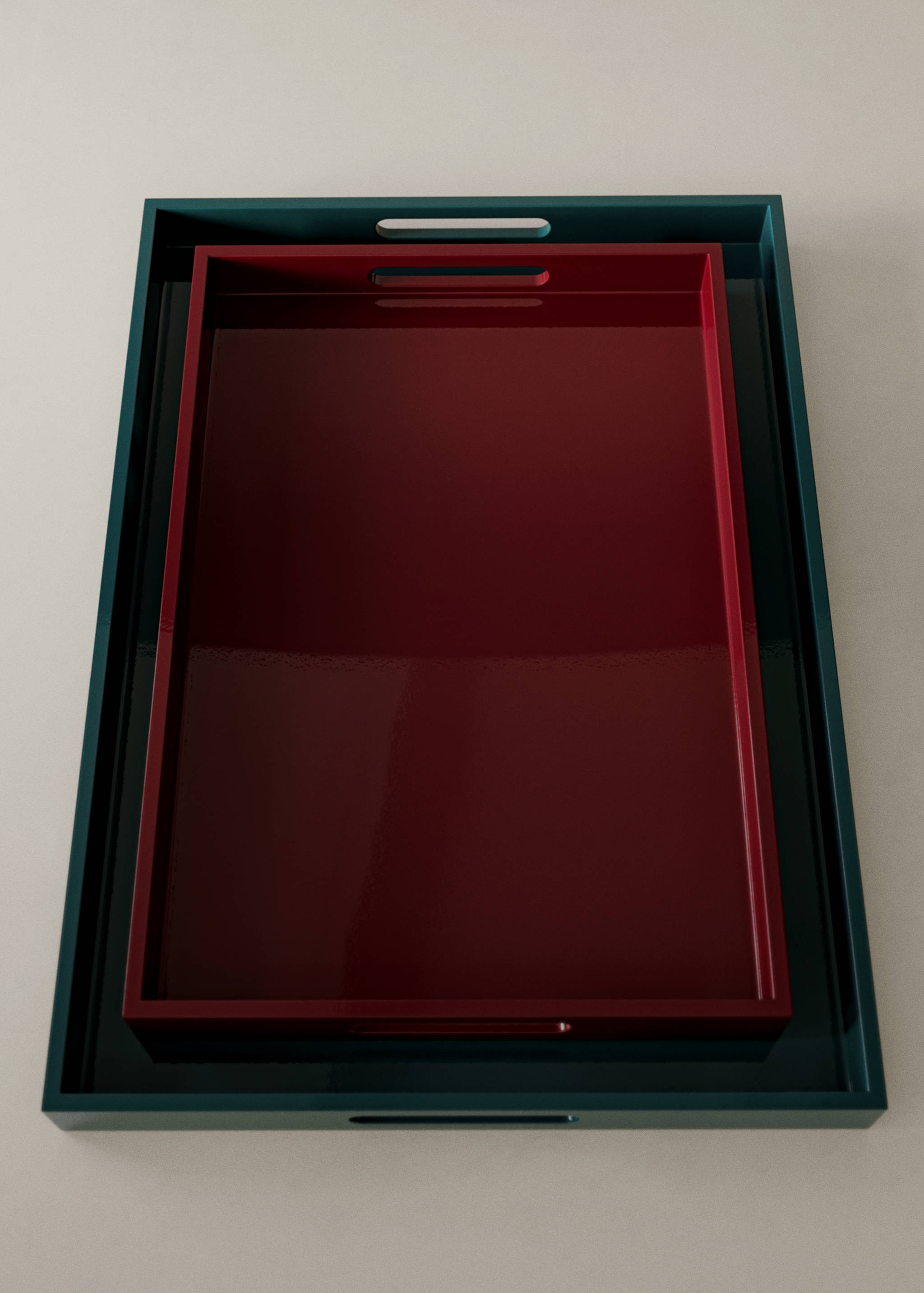 Medium rectangular lacquered tray - General plane